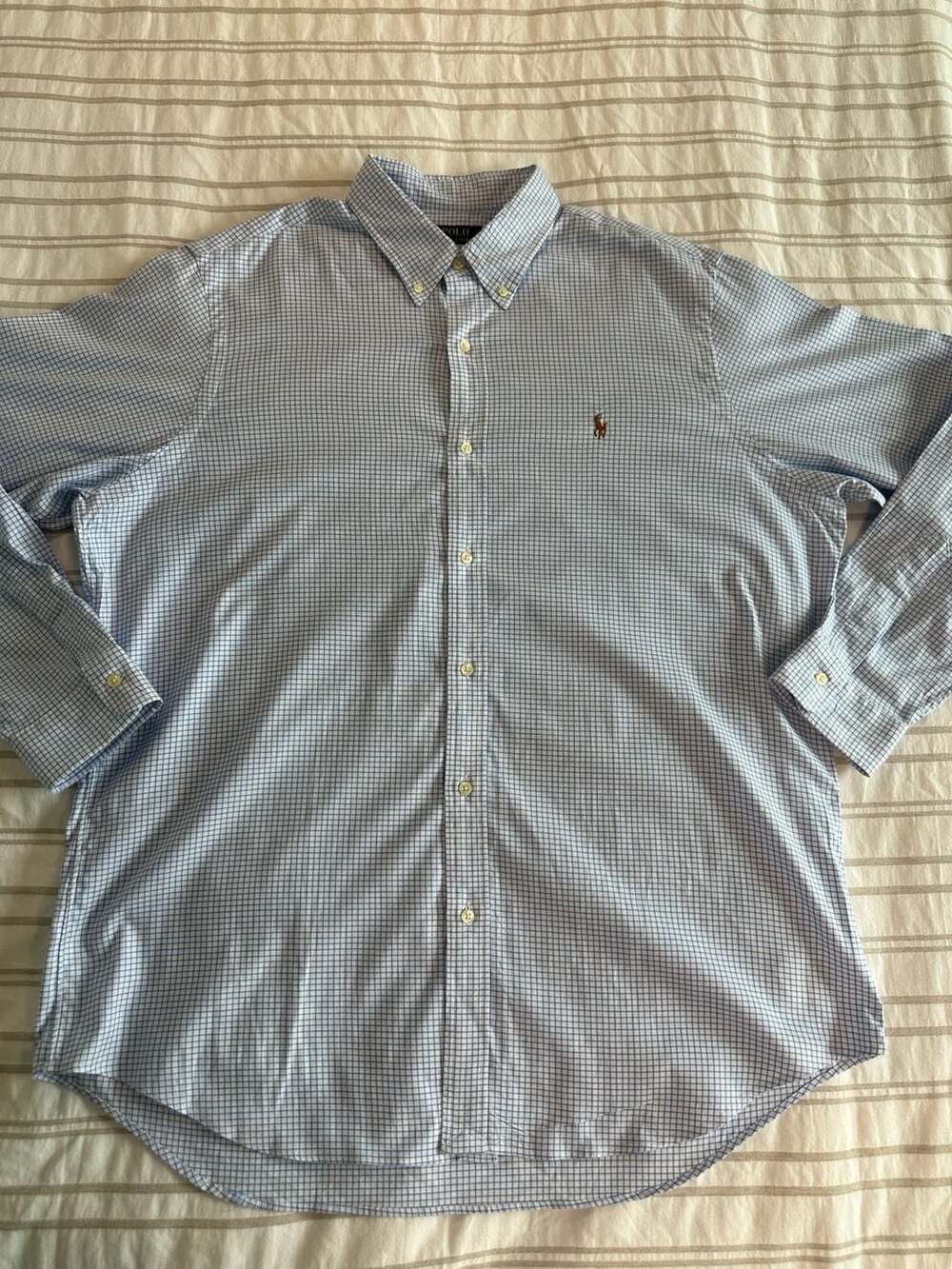 Polo Ralph Lauren Classic Fit Performance Blue Plaid Long Sleeve Button Down XL